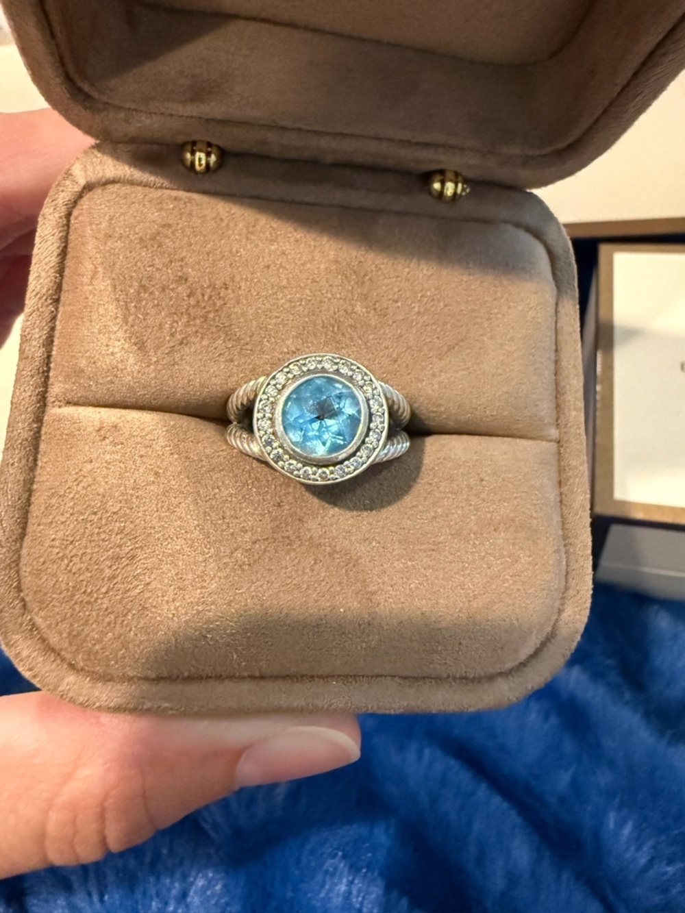 David Yurman Sterling Silver Ring with Sky Blue Topaz Size 6 - Picture 2 of 8